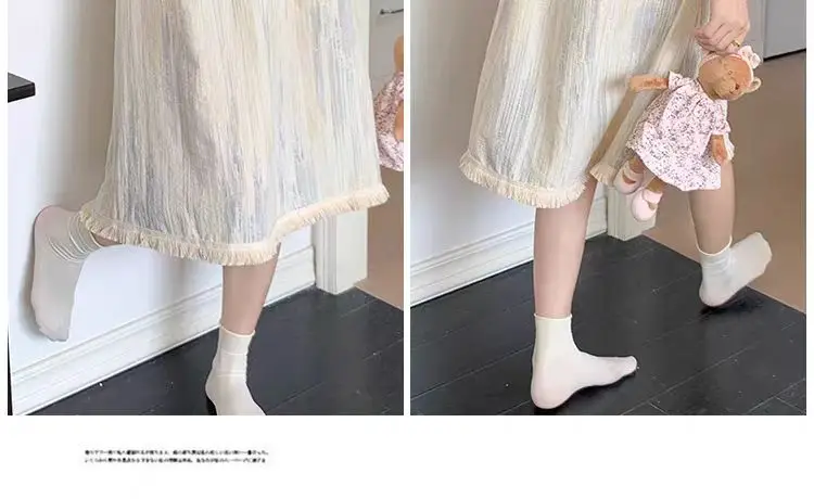 Summer Hot Style Suspender Nightgown with Breast Pads, Detachable Bubble Cotton Pajamas for Women, Loose, Sweet and Cute Home Clothes — feature 6