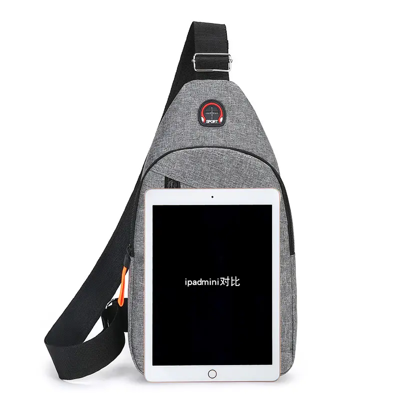 Men's Grey Oxford Cloth Chest Bag with Multi-Functional Design - Image 5