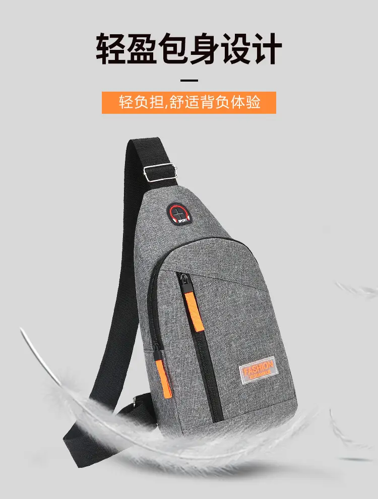 Men's Grey Oxford Cloth Chest Bag with Multi-Functional Design — feature 3
