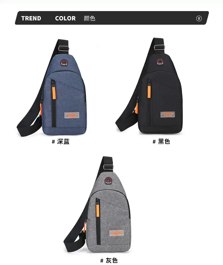 Men's Grey Oxford Cloth Chest Bag with Multi-Functional Design — feature 5