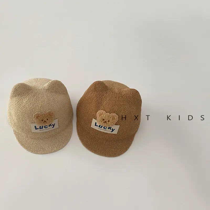 Children's Bear Equestrian Hat Brown Baby Sun Hat - Image 5