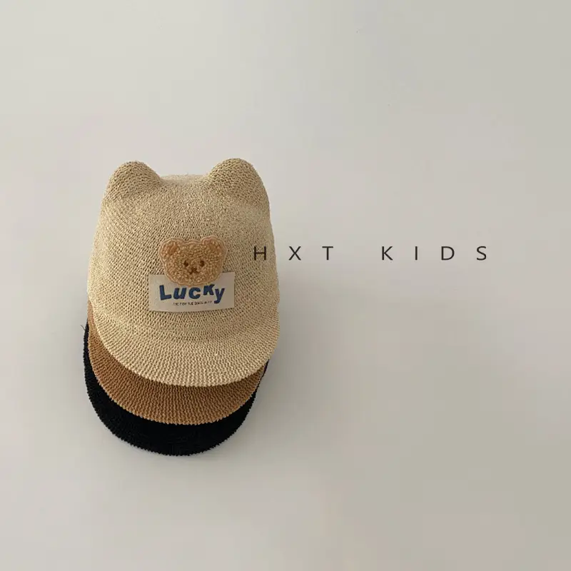 Children's Bear Equestrian Hat Brown Baby Sun Hat - Image 6
