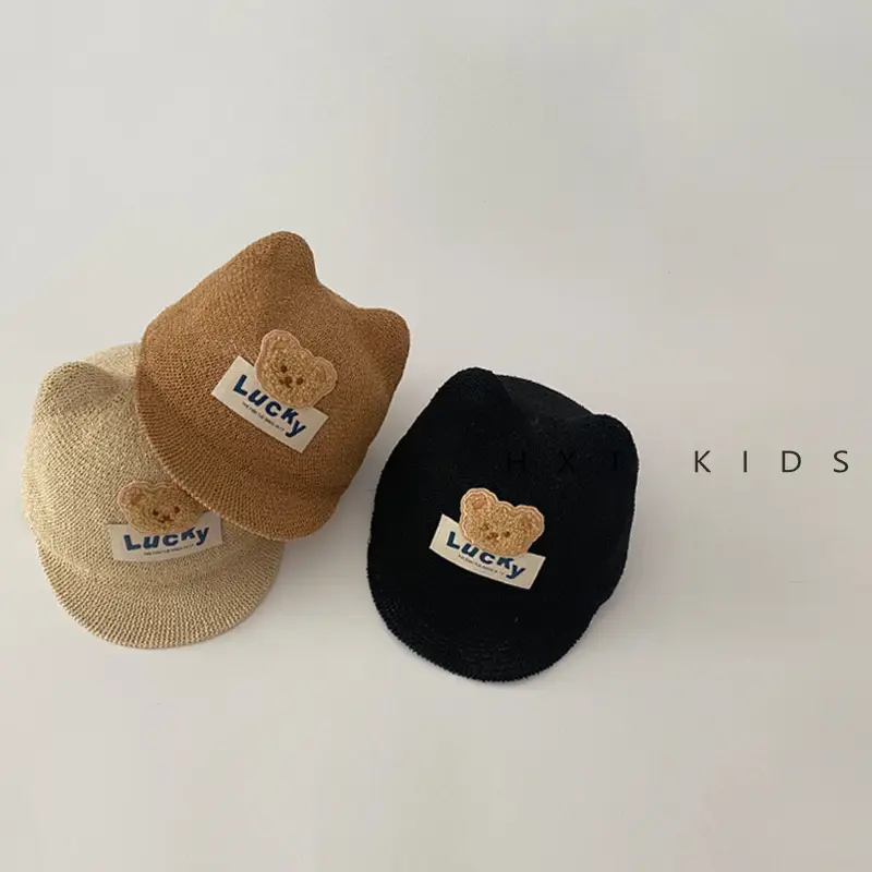 Children's Bear Equestrian Hat Brown Baby Sun Hat - Image 7