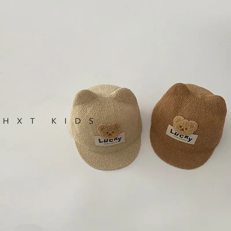 Children's Bear Equestrian Hat Brown Baby Sun Hat - Image 8
