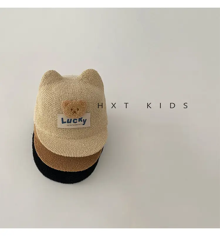 Children's Bear Equestrian Hat Brown Baby Sun Hat — feature 3
