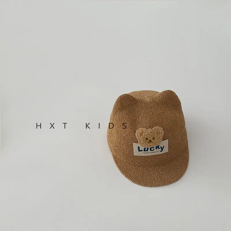 Children's Bear Equestrian Hat Brown Baby Sun Hat - Image 2