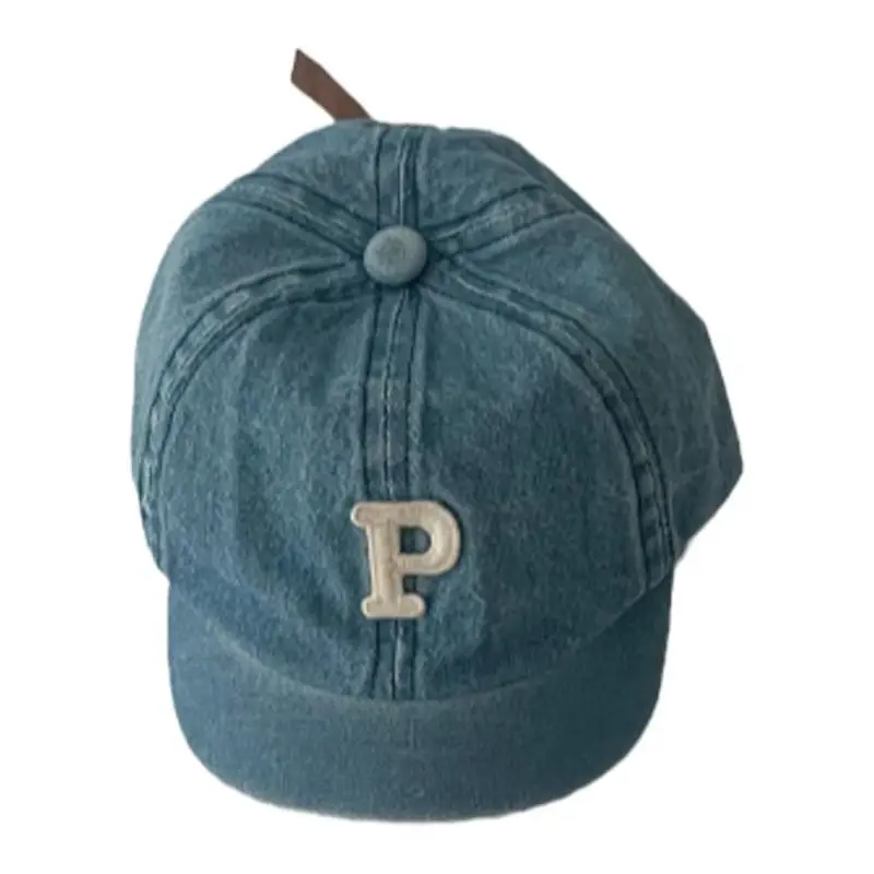 Baby Denim Peaked Cap with P Logo for Kids - Image 8