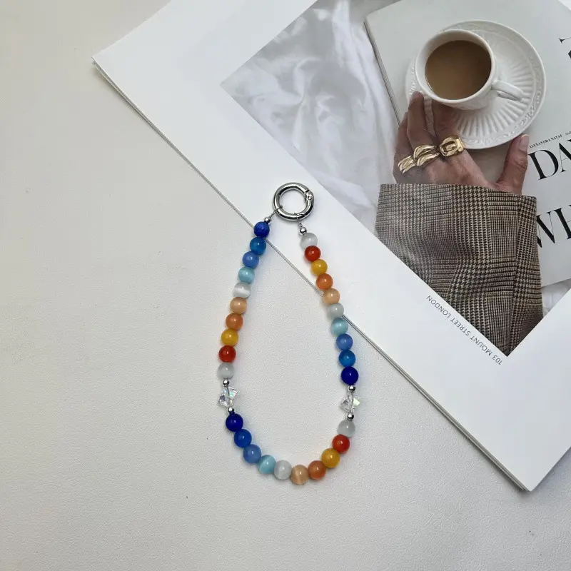 Water Cube Crystal Mobile Phone Chain in Rainbow Colors - Image 3