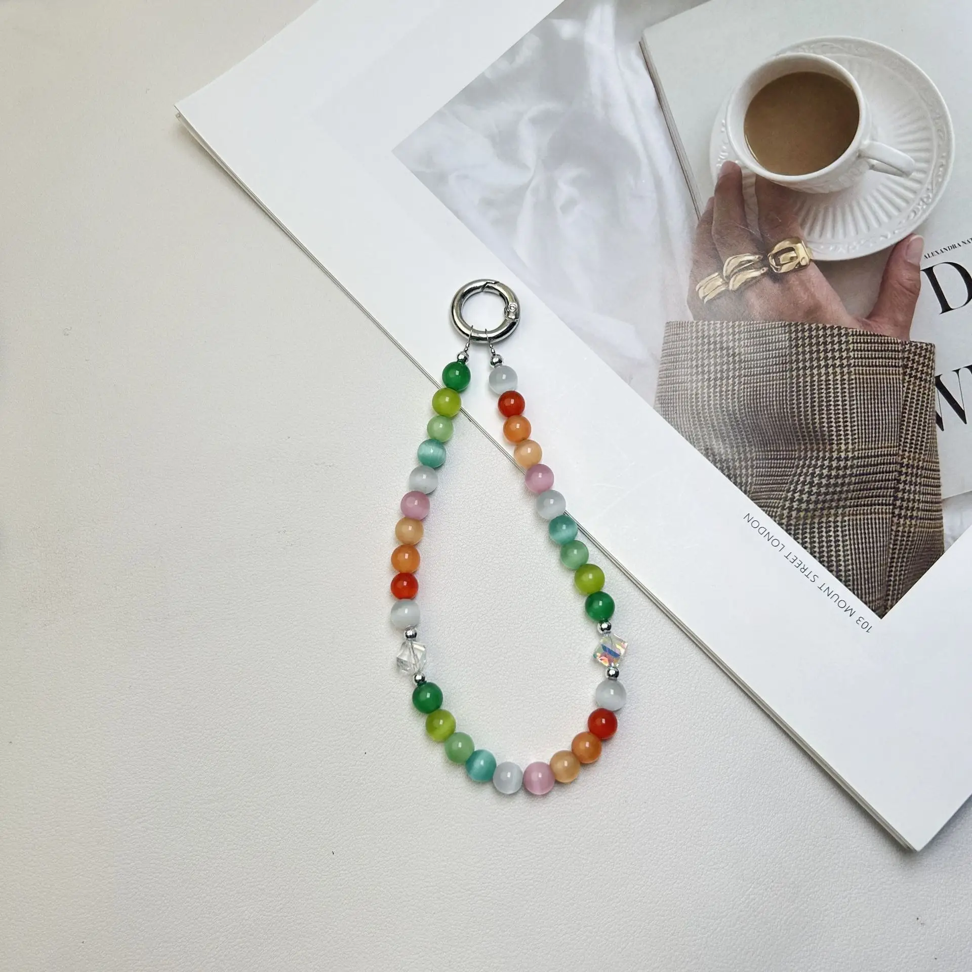 Water Cube Crystal Mobile Phone Chain in Rainbow Colors - Image 4