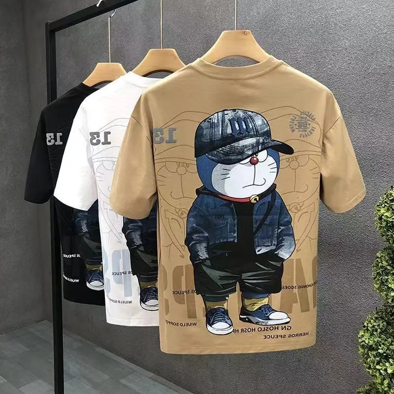 Men White Cartoon T-Shirt Half Sleeve Summer - Image 27
