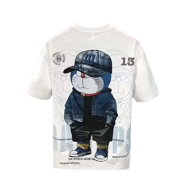 Men White Cartoon T-Shirt Half Sleeve Summer - Image 30