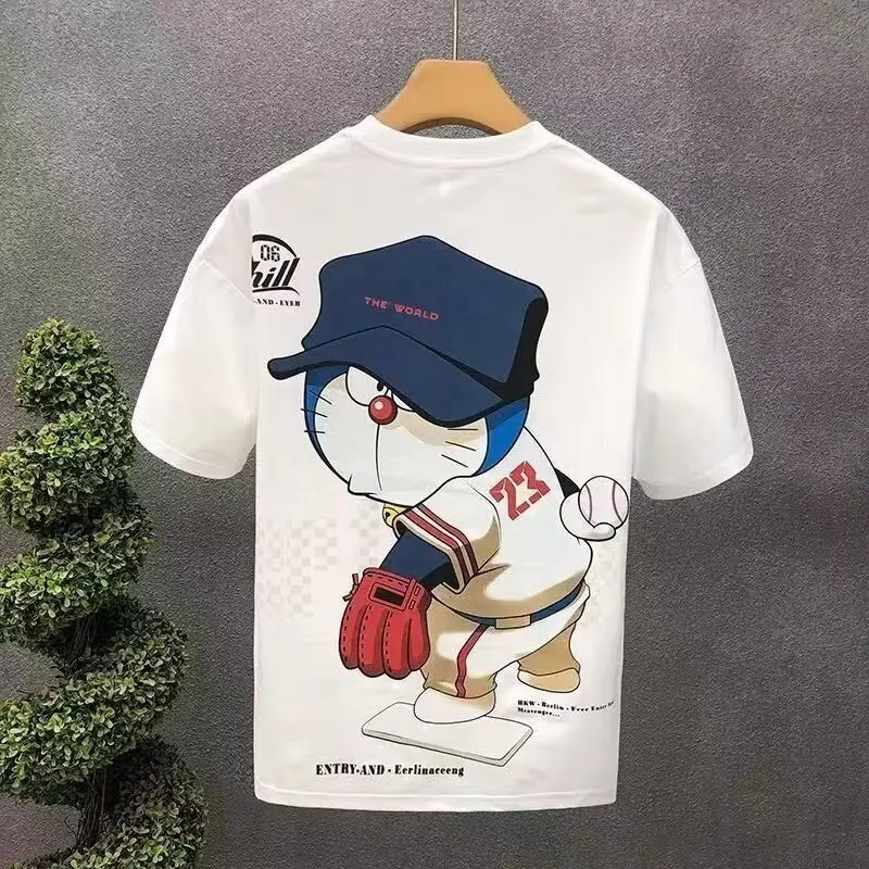 Men White Cartoon T-Shirt Half Sleeve Summer — feature 14
