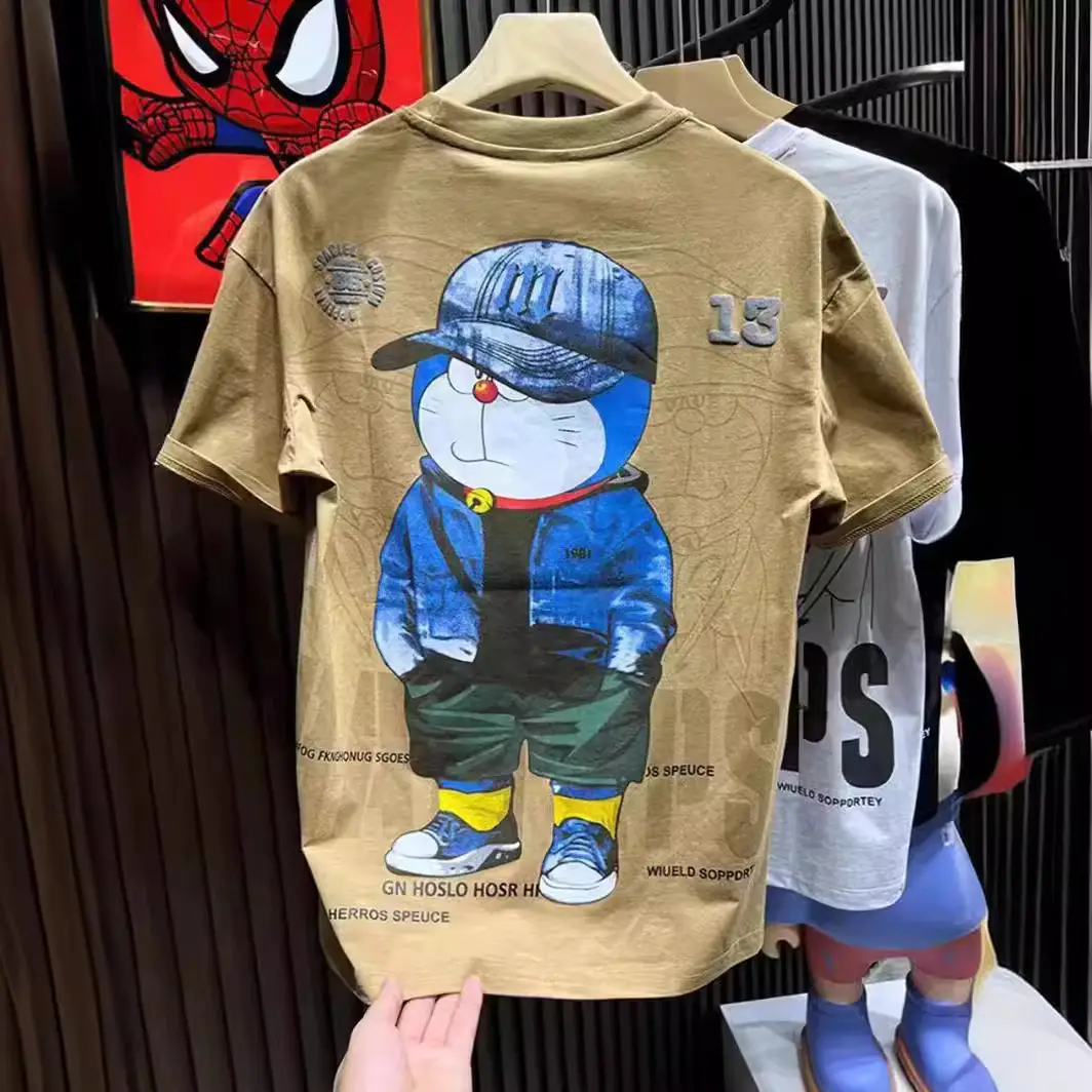 Men White Cartoon T-Shirt Half Sleeve Summer — feature 19