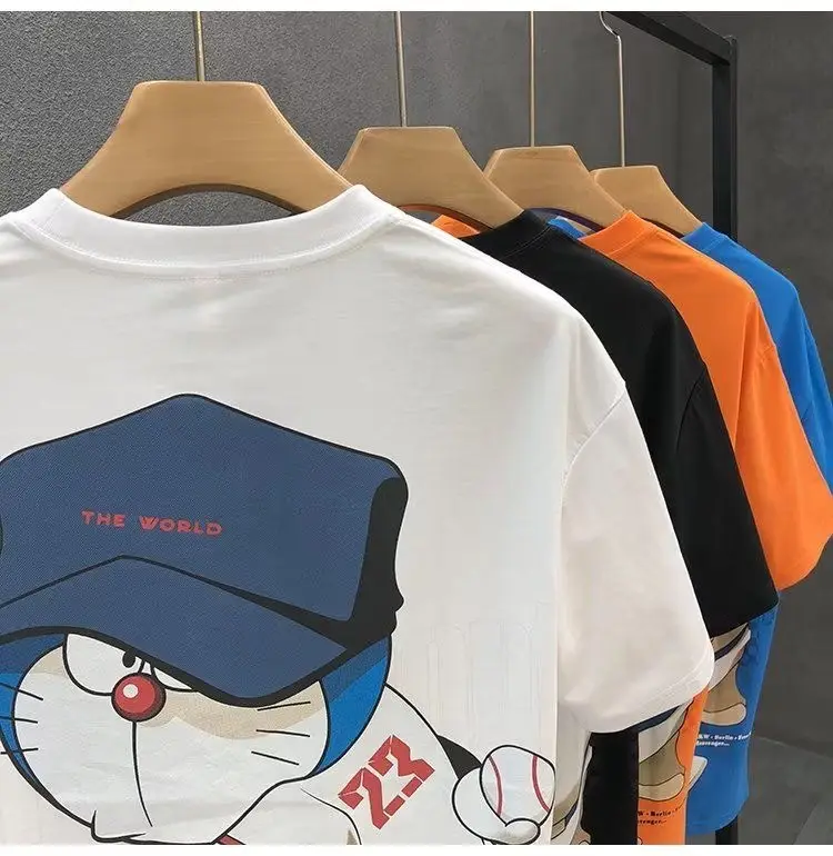 Men White Cartoon T-Shirt Half Sleeve Summer — feature 2