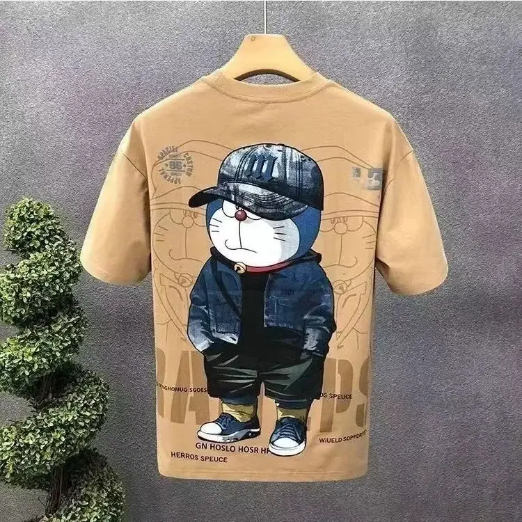 Men White Cartoon T-Shirt Half Sleeve Summer - Image 13