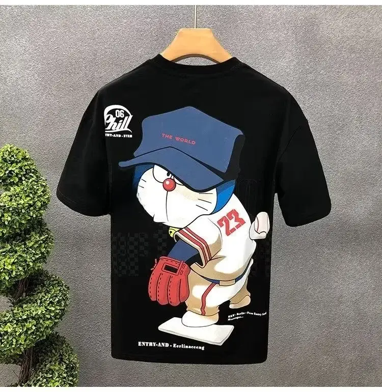 Men White Cartoon T-Shirt Half Sleeve Summer - Image 18
