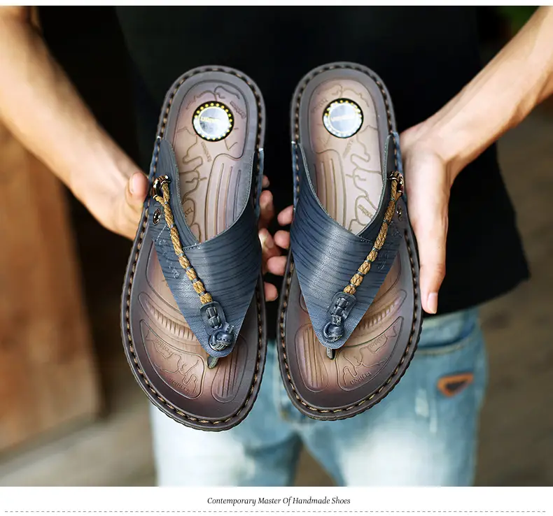Cross-border men's sandals and slippers summer outdoor flip-flops sandals foreign trade men's leather beach men's sandals slippers — feature 22