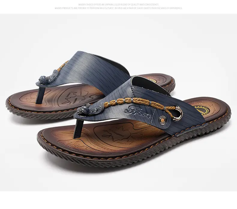Cross-border men's sandals and slippers summer outdoor flip-flops sandals foreign trade men's leather beach men's sandals slippers — feature 34