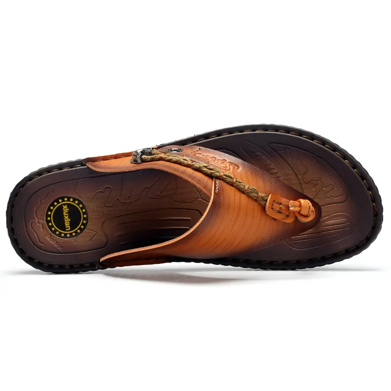 Cross-border men's sandals and slippers summer outdoor flip-flops sandals foreign trade men's leather beach men's sandals slippers — feature 39