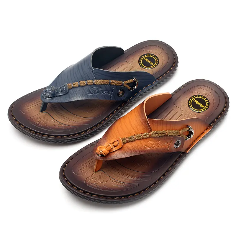 Cross-border men's sandals and slippers summer outdoor flip-flops sandals foreign trade men's leather beach men's sandals slippers — feature 42