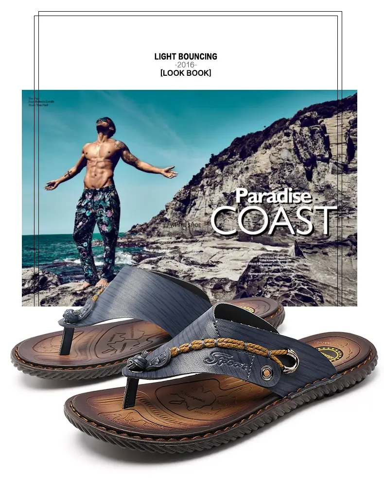Cross-border men's sandals and slippers summer outdoor flip-flops sandals foreign trade men's leather beach men's sandals slippers — feature 8