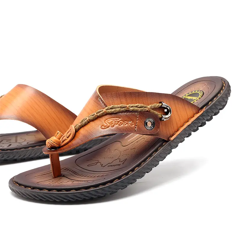 Cross-border men's sandals and slippers summer outdoor flip-flops sandals foreign trade men's leather beach men's sandals slippers - Image 3