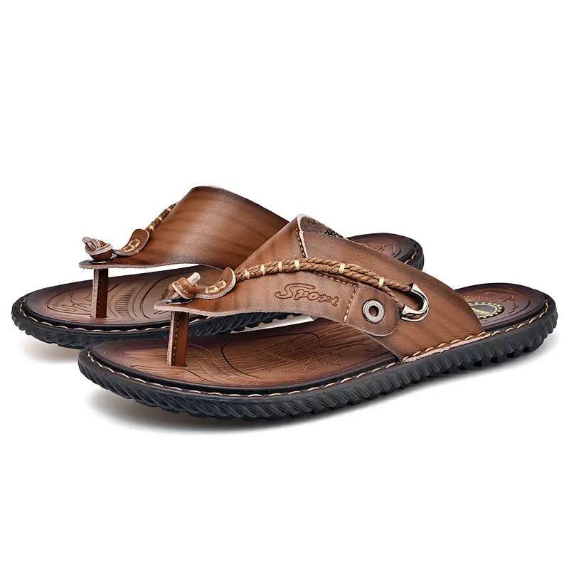 Cross-border men's sandals and slippers summer outdoor flip-flops sandals foreign trade men's leather beach men's sandals slippers - Image 4