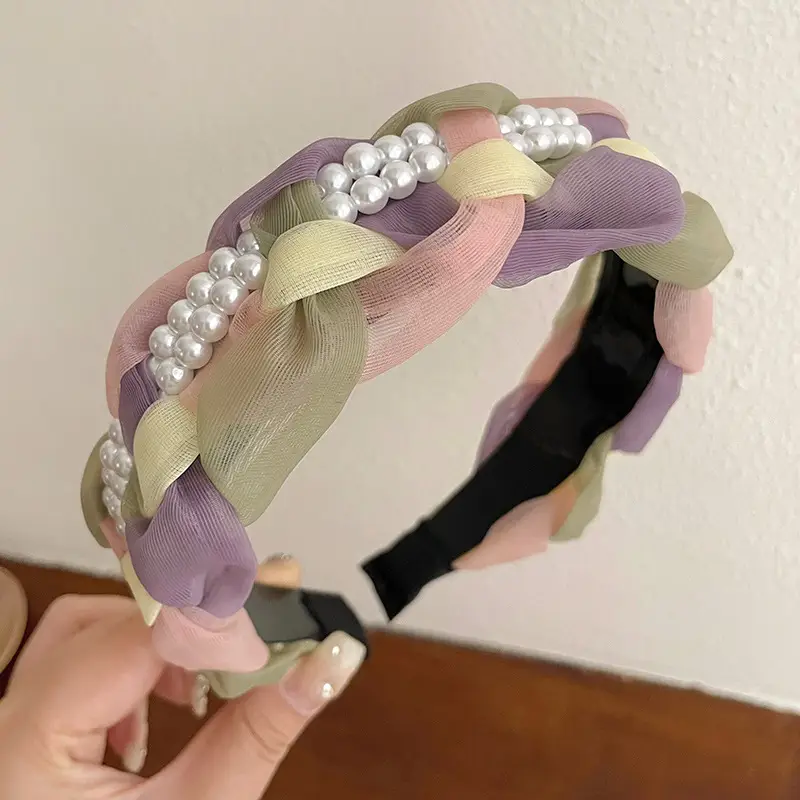 Women's 2025 Pearl Headband with Silk Ribbon - Image 13