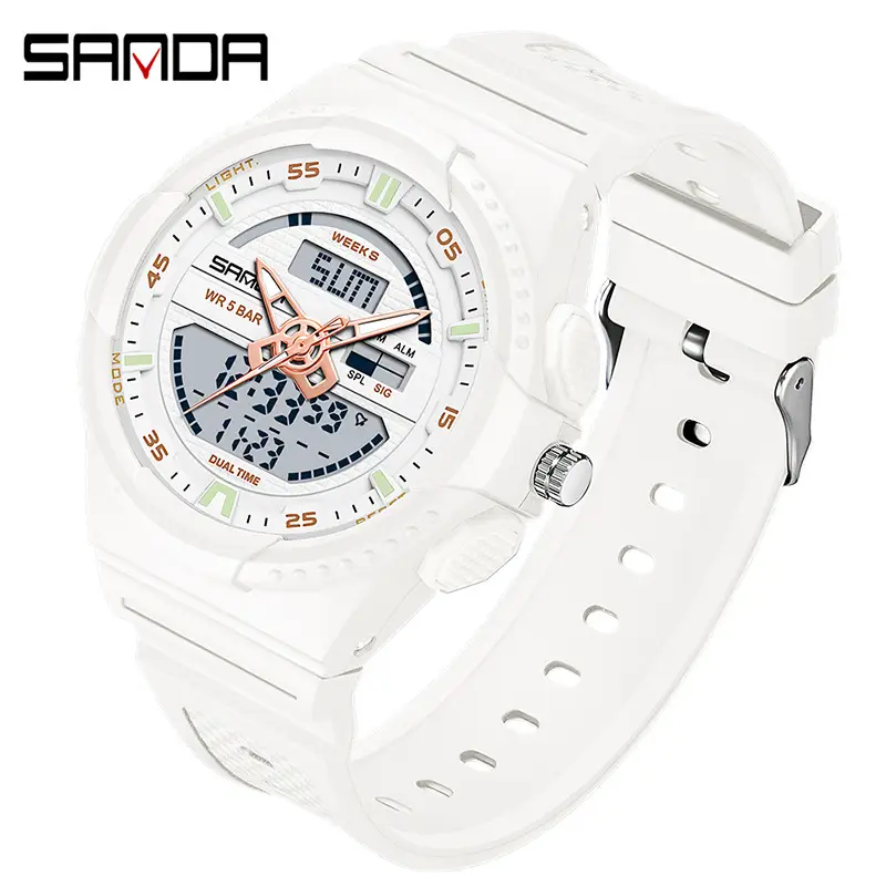 Sanda Waterproof Men's Dual Display Sports Watch Black