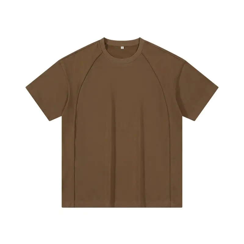 Dengjue Men Cotton Round Neck T-Shirt Brown - Image 2