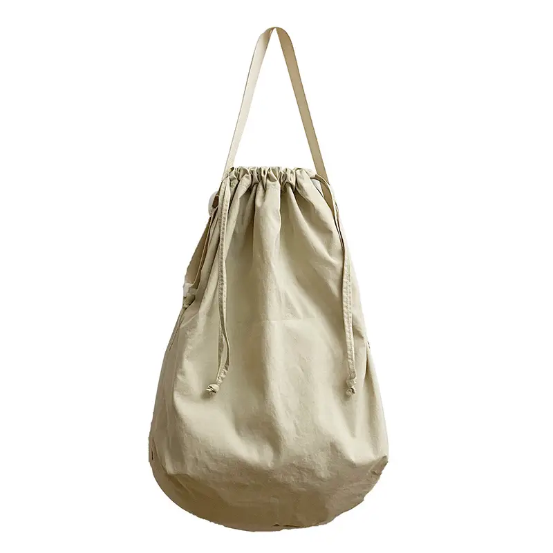 Women's Drawstring Shoulder Bag Solid Color Retro Tote - Image 8