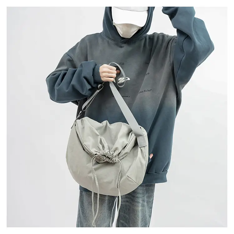 Women's Drawstring Shoulder Bag Solid Color Retro Tote — feature 16