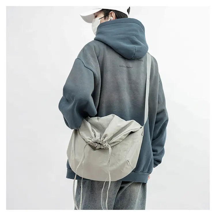 Women's Drawstring Shoulder Bag Solid Color Retro Tote — feature 19