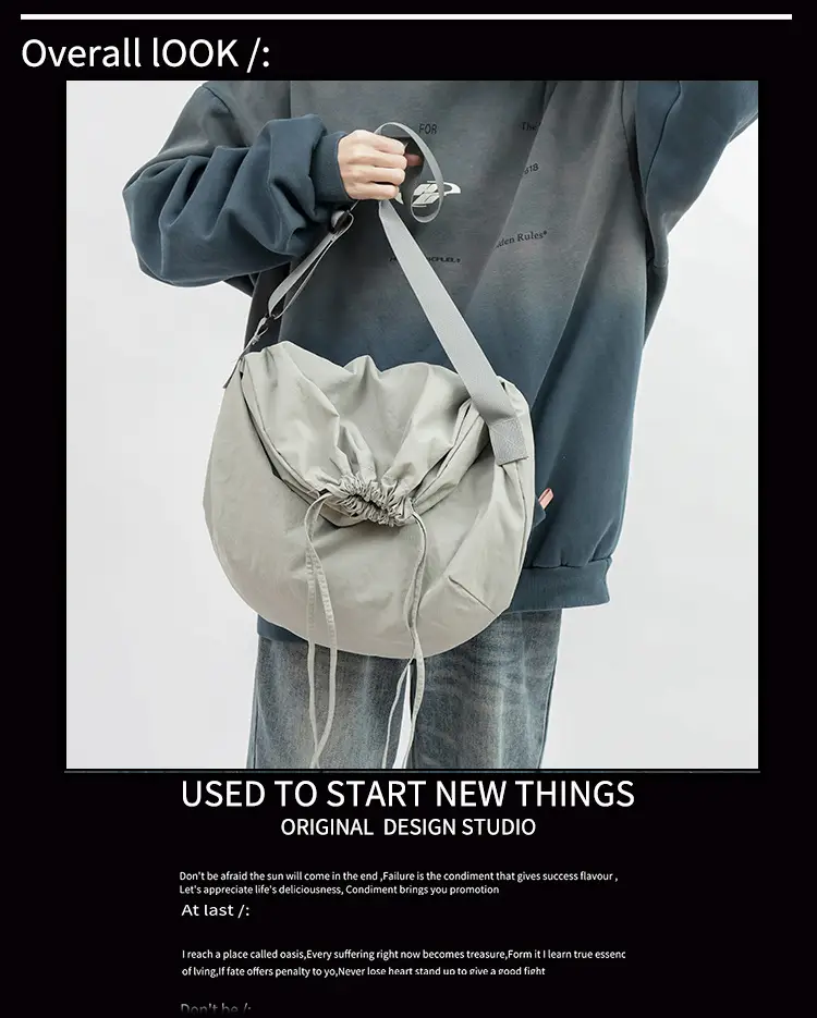 Women's Drawstring Shoulder Bag Solid Color Retro Tote — feature 2