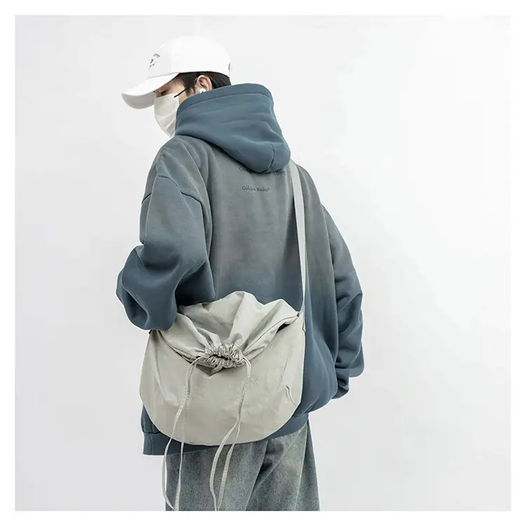 Women's Drawstring Shoulder Bag Solid Color Retro Tote — feature 20