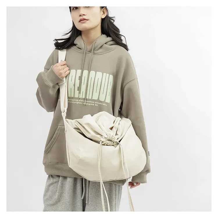Women's Drawstring Shoulder Bag Solid Color Retro Tote — feature 28