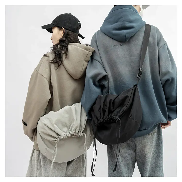 Women's Drawstring Shoulder Bag Solid Color Retro Tote — feature 32