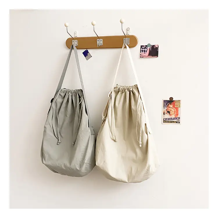 Women's Drawstring Shoulder Bag Solid Color Retro Tote — feature 38