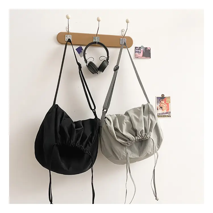 Women's Drawstring Shoulder Bag Solid Color Retro Tote — feature 40