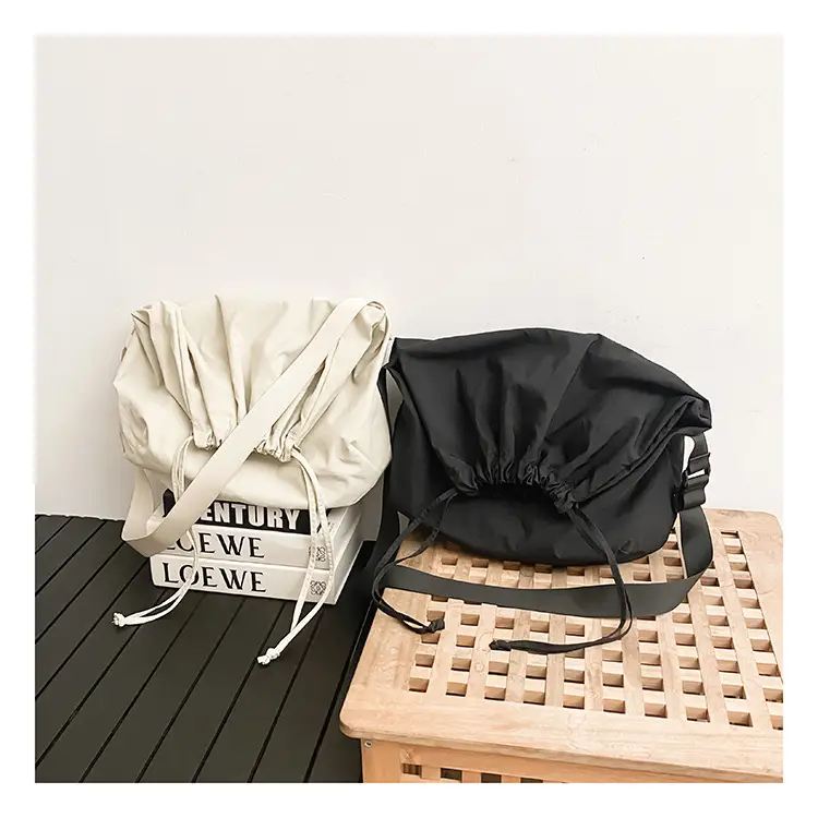 Women's Drawstring Shoulder Bag Solid Color Retro Tote — feature 42