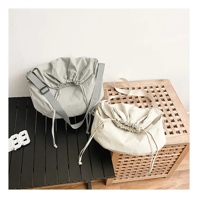 Women's Drawstring Shoulder Bag Solid Color Retro Tote — feature 43