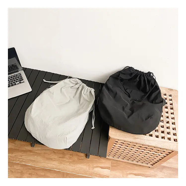 Women's Drawstring Shoulder Bag Solid Color Retro Tote — feature 44