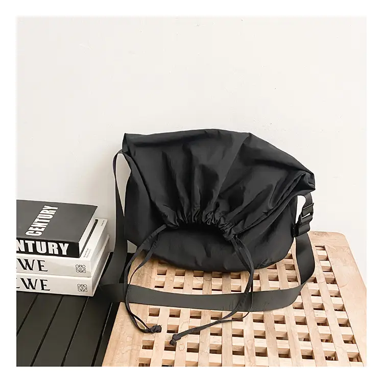 Women's Drawstring Shoulder Bag Solid Color Retro Tote — feature 45