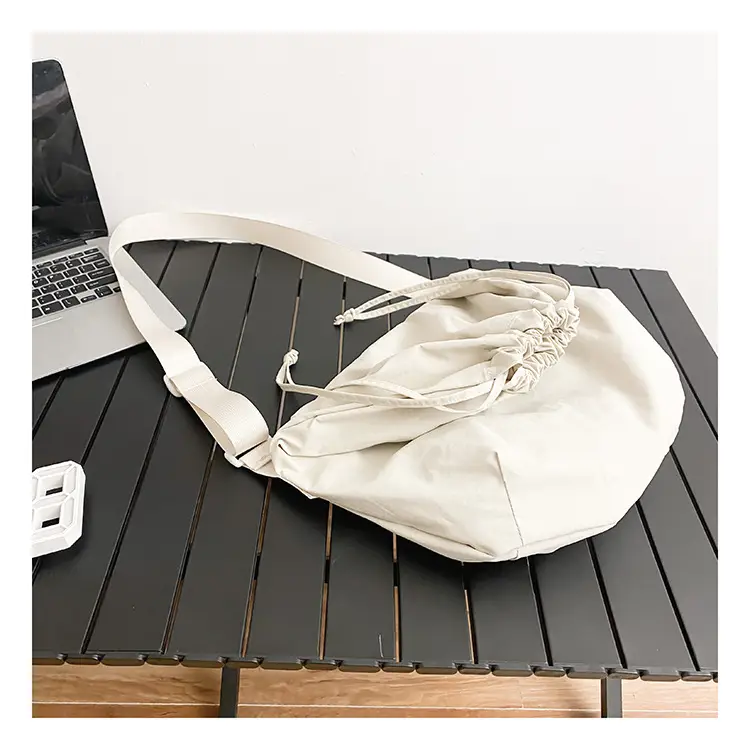Women's Drawstring Shoulder Bag Solid Color Retro Tote — feature 48