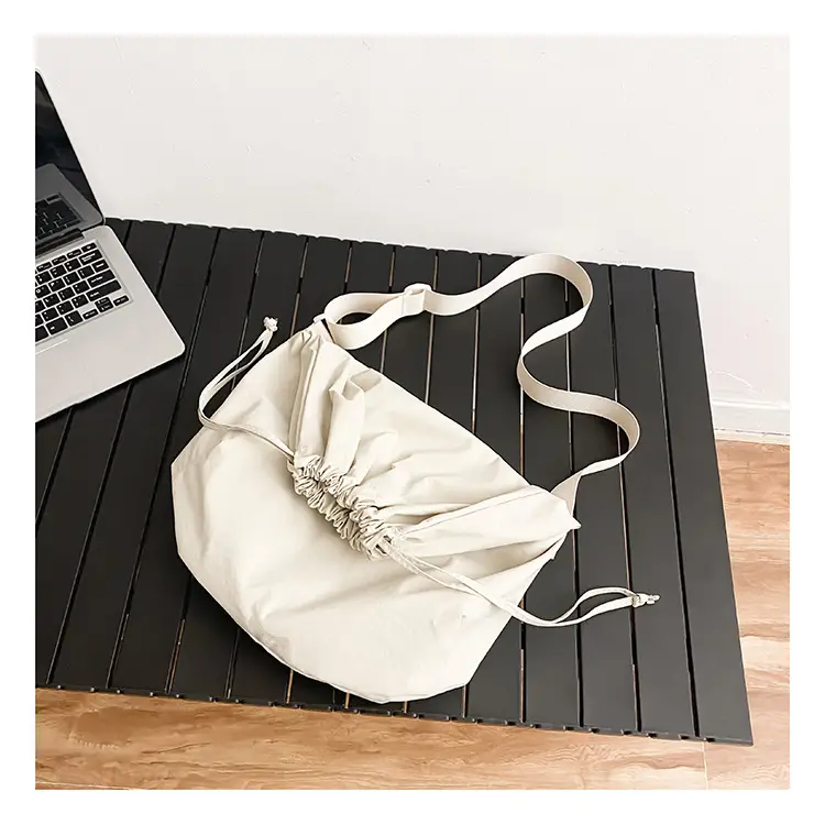Women's Drawstring Shoulder Bag Solid Color Retro Tote — feature 50