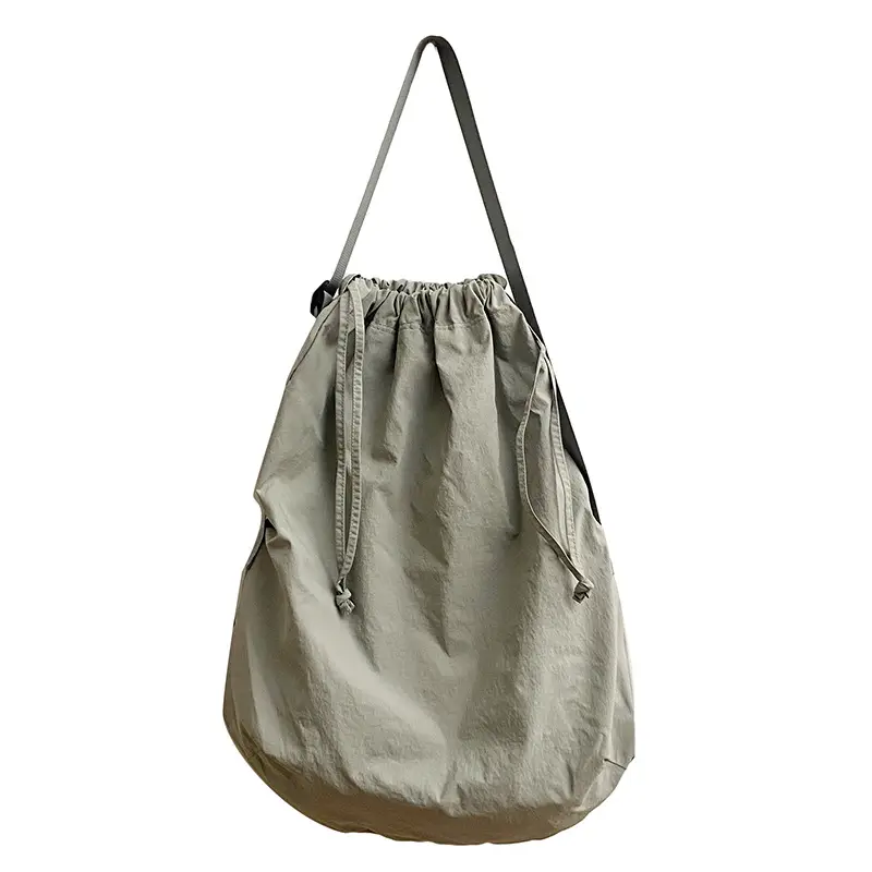 Women's Drawstring Shoulder Bag Solid Color Retro Tote - Image 2