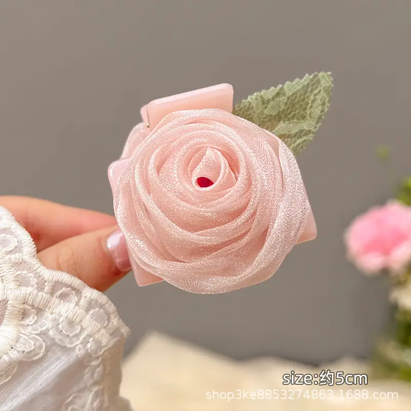 Super Gentle Pink Rose Grab Clip for Girls Spring 2024