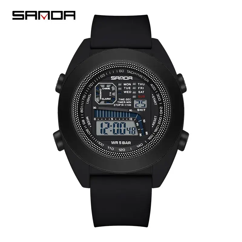 Sanda Multifunctional Sports Watch for Men Women White Silicone Waterproof - Image 2