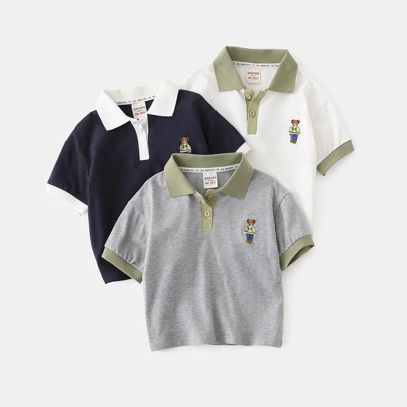 Children's Embroidered Polo T-Shirt Set of 3 - Image 5
