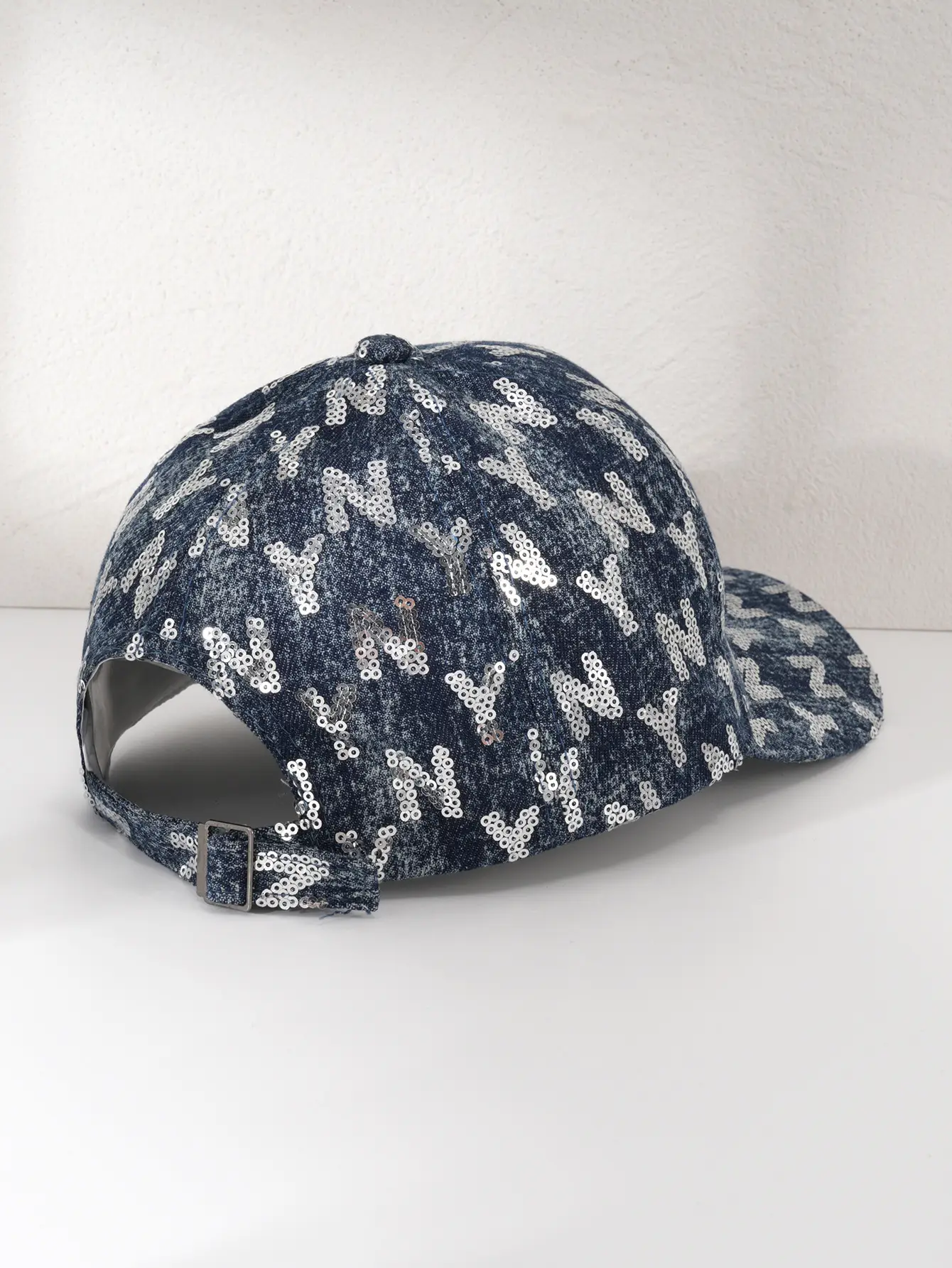 Denim Sequin Baseball Cap with Letter Pattern — feature 10